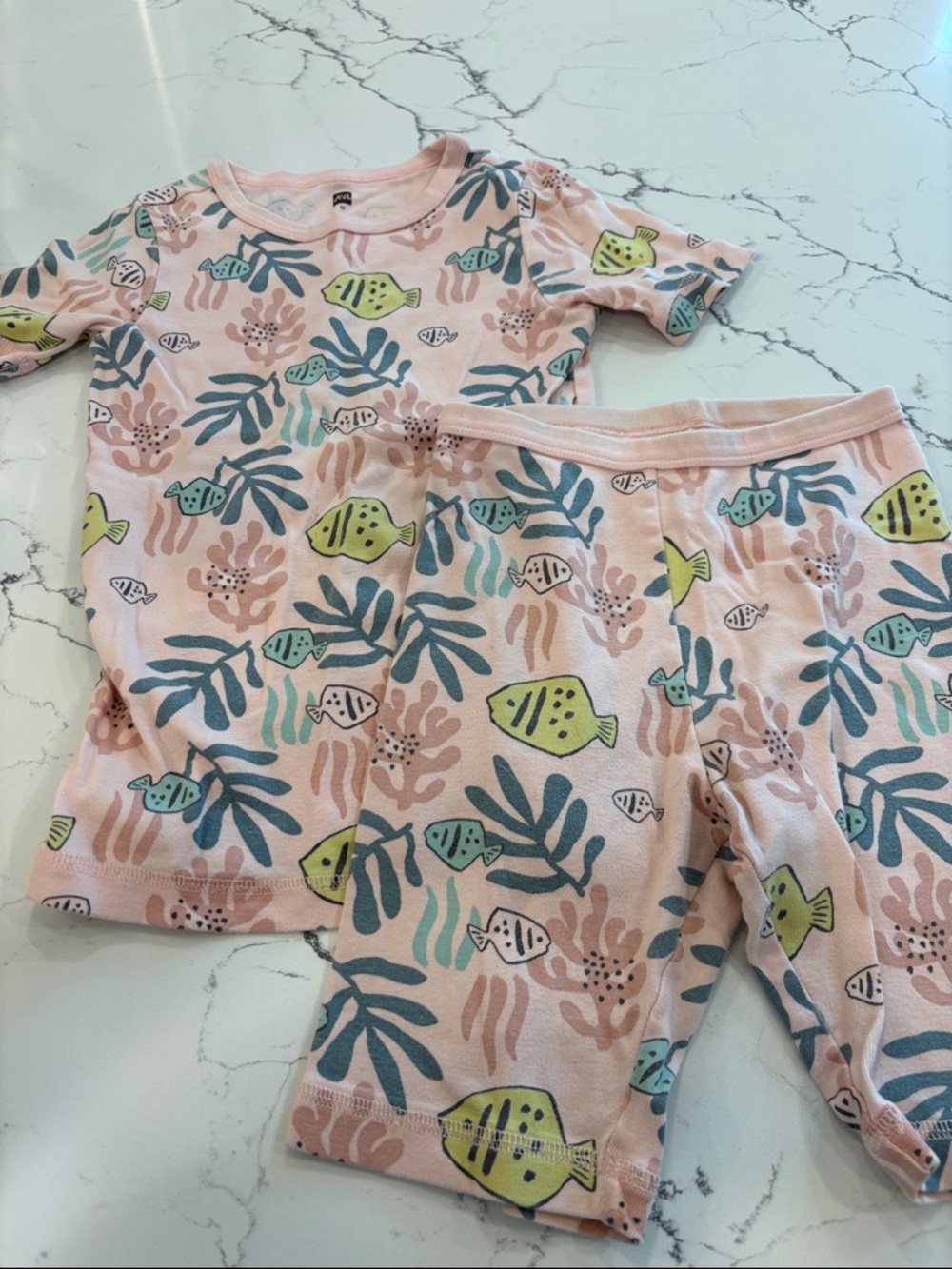 Tea collection Kids Pink Fish & Seaweed Pajama Set